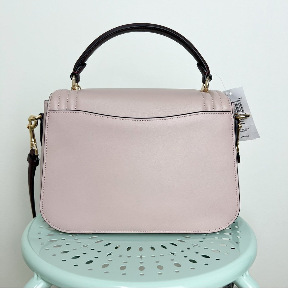 Coach Marlie Top Handle Satchel In Colorblock w/ Border Quilting Leather Tan New - Picture 10 of 15